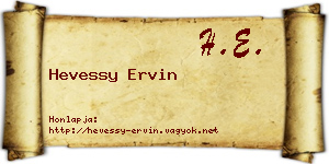 Hevessy Ervin névjegykártya